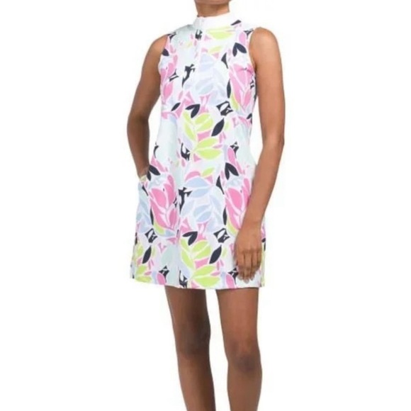 Tommy Bahama Golf Dress Floral Size‎ Medium 3/4 Zip Sleeveless - Picture 1 of 12